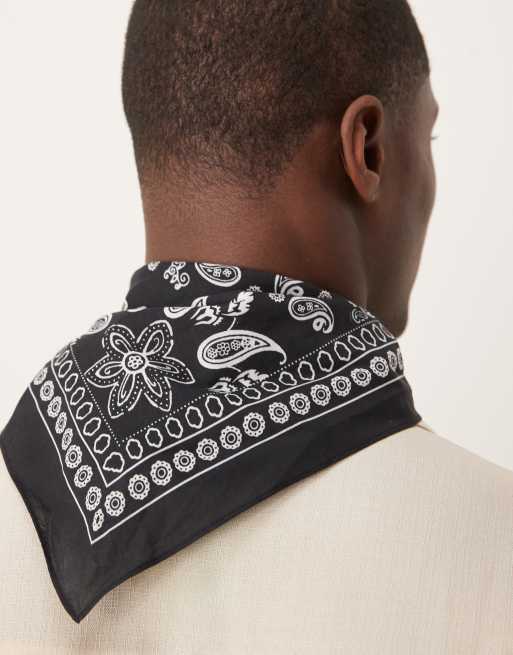 ASOS DESIGN - Bandana met paisley motief in zwart en wit, 2 van 3