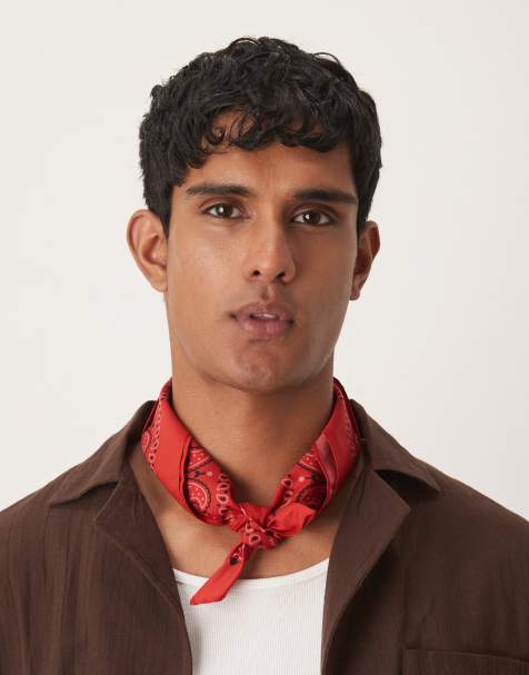 ASOS DESIGN – Bandana mit Paisleymuster in Rot und Weiß - view 1