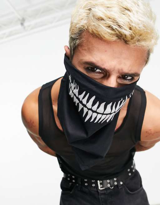 ASOS DESIGN - Bandana nera con design di denti