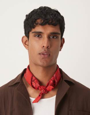 ASOS DESIGN - Bandana rossa e bianca con motivo cachemire - view 1