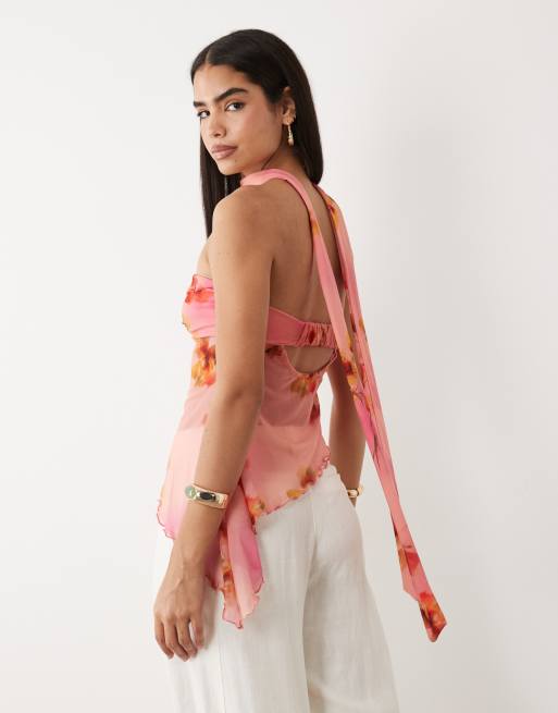 ASOS DESIGN - Bandeau asymétrique transparent torsadé à fleurs, 3 de 4
