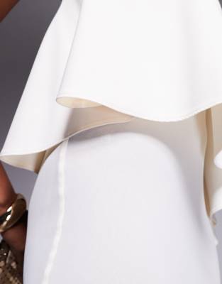 ASOS DESIGN bandeau asymmetric contrast fabric bias maxi dress in ivory |  ASOS