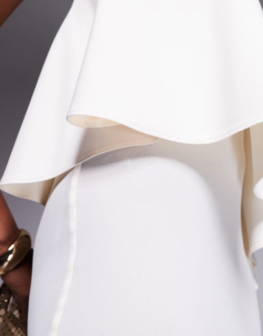 ASOS DESIGN - Robe bandeau longue asymétrique en tissu coupé en biais - Ivoire