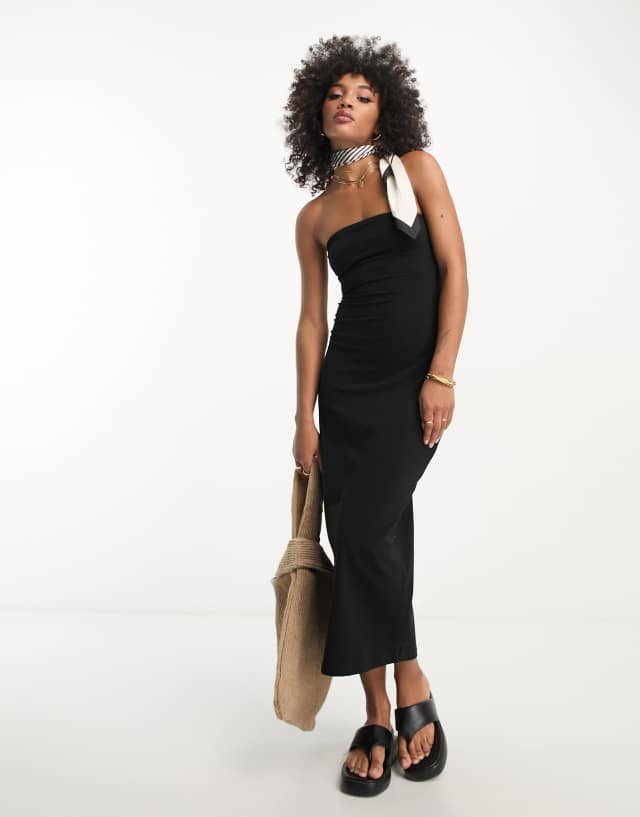 ASOS DESIGN bandeau body-conscious midi dress in black