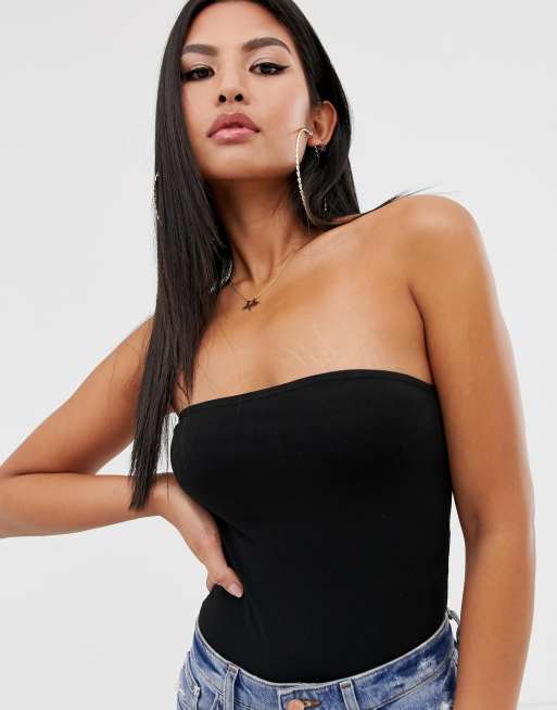 Topshop bandeau bodysuit in black