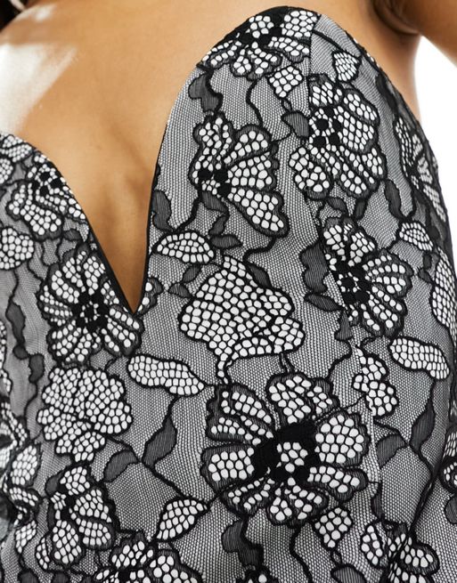 ASOS DESIGN lace overlay body mini dress in black