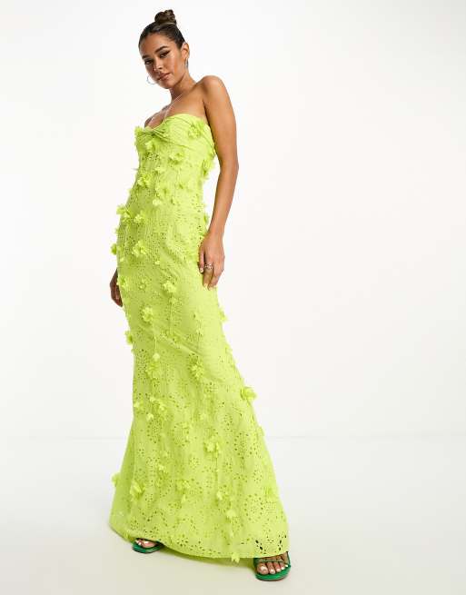 Lime green bandeau dress hotsell