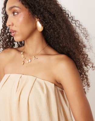 ASOS DESIGN bandeau bubble hem maxi dress in neutral