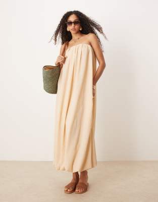 ASOS DESIGN bandeau bubble hem maxi dress in neutral