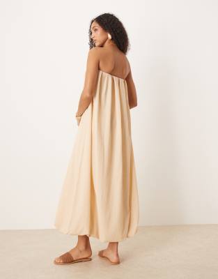 ASOS DESIGN bandeau bubble hem maxi dress in neutral