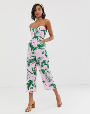 Black Floral Bandeau Culotte Jumpsuit, Black Compare Bluewater