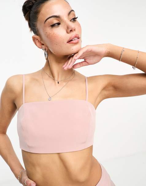 ASOS DESIGN bandeau co ord crop top in pink - view 1