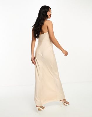 ASOS DESIGN bandeau contrast fabric slip mini dress with corset