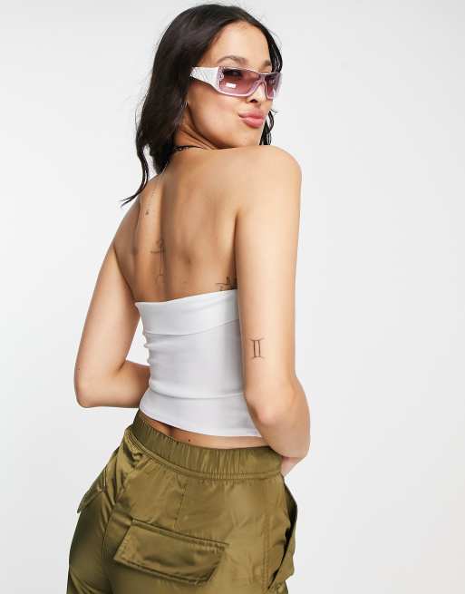 ASOS DESIGN bandeau corset with seam detail in white, 4 of 4