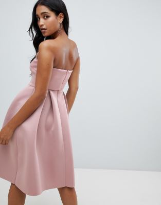 asos design crop top midi prom dress with twist detail