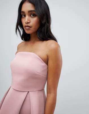 asos design bandeau crop top maxi prom dress