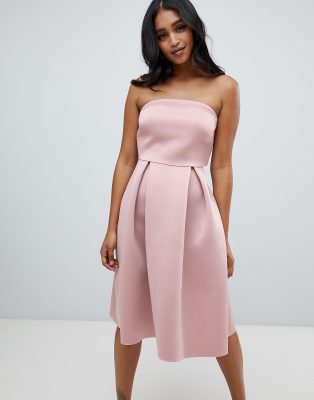 asos design crop top midi prom dress with twist detail