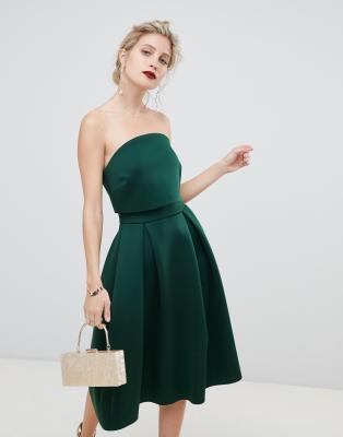 bandeau crop top prom midi dress