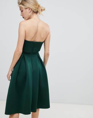 asos design bandeau crop top prom midi dress