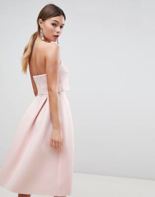 bandeau crop top prom midi dress