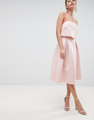 bandeau crop top prom midi dress