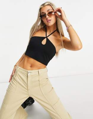 black keyhole crop top