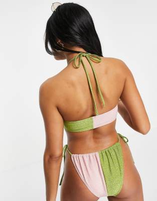 pink and green bathing suits