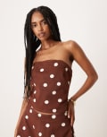 [ASOS DESIGN] ASOS DESIGN bandeau denim top in brown polka dot 14 BROWN