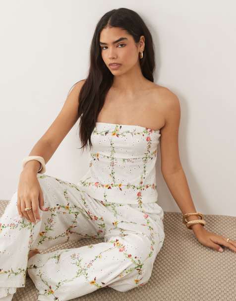 ASOS DESIGN - Bandeau d'ensemble en broderie anglaise à motifs fleuris - view 1