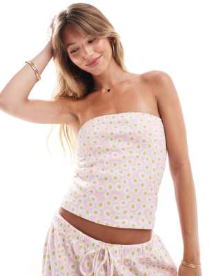 ASOS DESIGN - Bandeau d'ensemble gaufré à imprimé fleurs - Rose