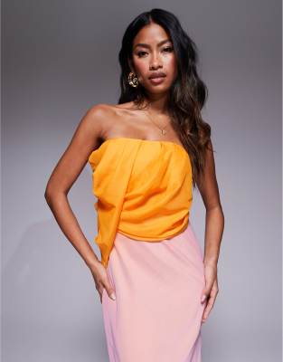 Asos Design Bandeau Draped Bias Maxi Dress