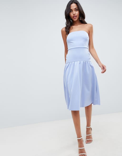 Asos design bandeau crop outlet top prom midi dress