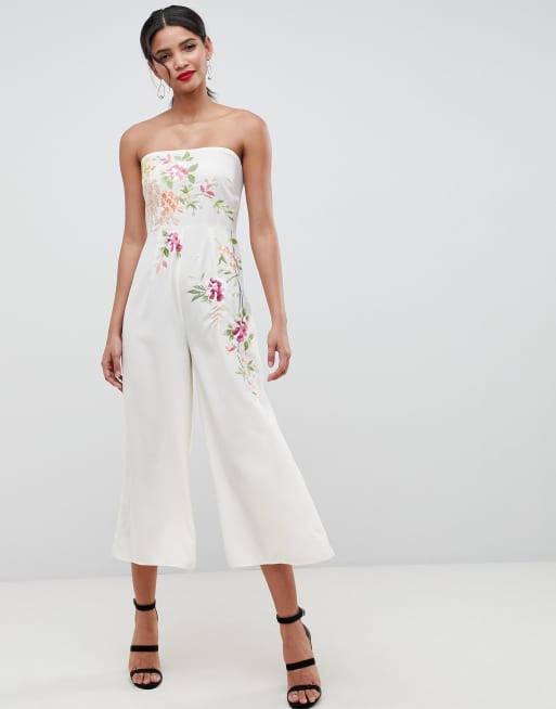 ASOS DESIGN Bandeau Jumpsuit With Embroidery ASOS
