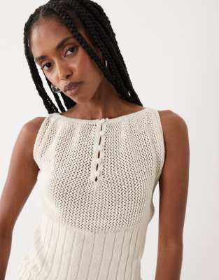 Женский бандо-топ ASOS Design вязаный с цветочным узором, кремовый