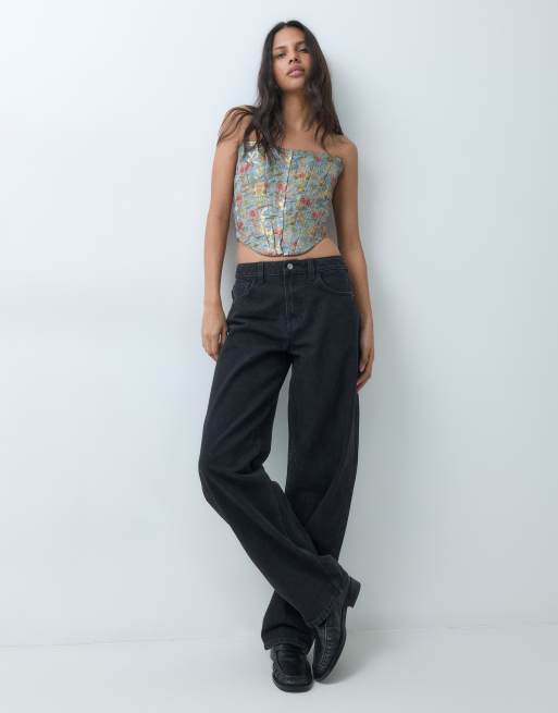 ASOS DESIGN bandeau-korsettopp i jacquard, 2 av 5