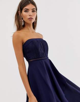 asos design soft layered bandeau midi dress