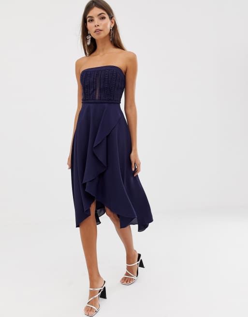 Asos design soft shop layered bandeau midi dress