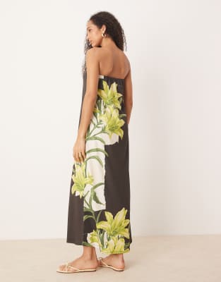 Asos Design Bandeau Maxi Dress In Multi