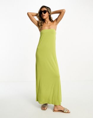 ASOS DESIGN bandeau maxi dress in chartreuse | ASOS