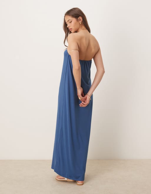 ASOS DESIGN bandeau maxi dress in denim blue | ASOS