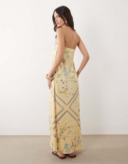 ASOS DESIGN bandeau maxi dress in floral print, 2 of 4