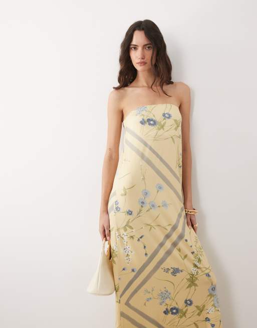 ASOS DESIGN bandeau maxi dress in floral print, 3 of 4
