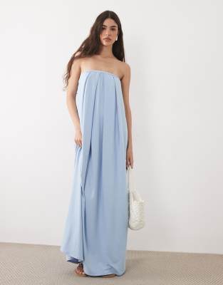 Asos Design Bandeau Maxi Dress In Blue