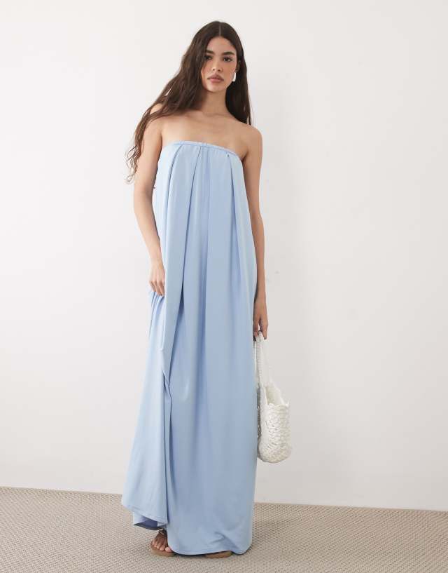 asos light blue dress Design - Bandeau Maxi - Women - Polyester/Spandex - L Size:ML/UK10-12