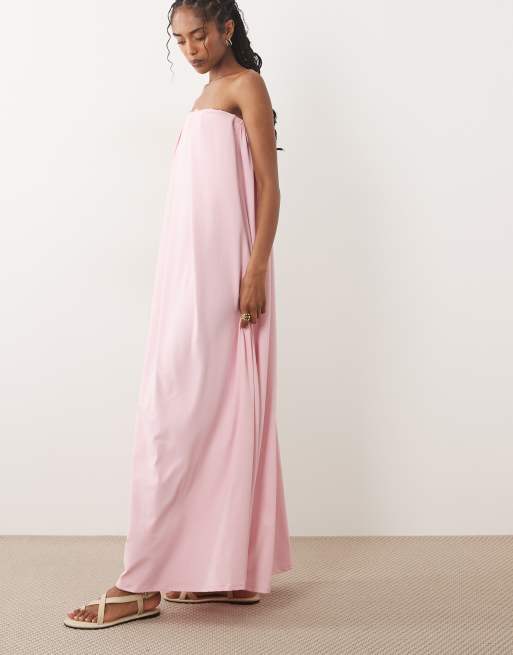 ASOS DESIGN bandeau maxi dress in pink, 3 of 4
