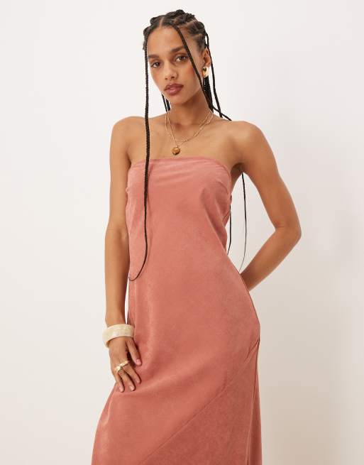 ASOS DESIGN bandeau maxi dress in terracotta
