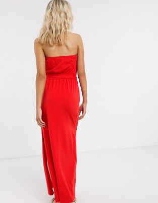 Basic Red Bandeau Midaxi Dress