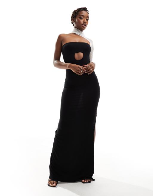 Mesh Bandeau Maxi Dress