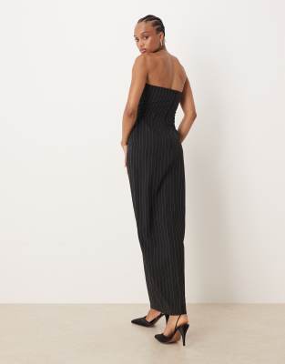 Asos Tall Asos Design Bandeau Maxi Dress With Front Slit In Black