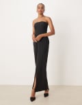 [ASOS Tall] ASOS DESIGN bandeau maxi dress with front split in black stripe 6 Black Stripe